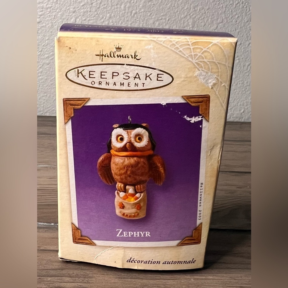 HALLMARK Vintage Ornament NEW 2003 Halloween ZEPHYR the OWL for HAUNTED HOUSE